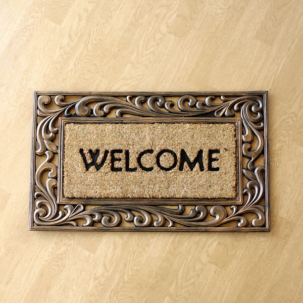 玄関マット 屋外 おしゃれ かわいい 屋外用玄関マット エントランス ロココ調 エントランスマット waveフレーム [sik2830]