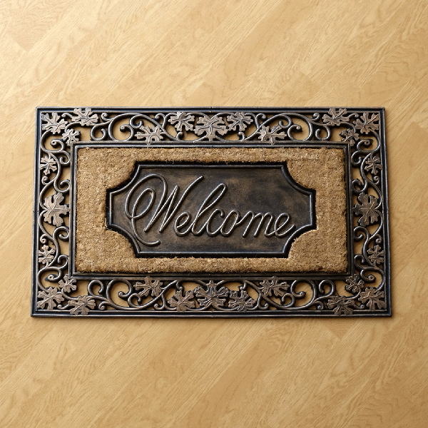 玄関マット 屋外 おしゃれ welcome ココヤシ ゴム ラバーマット エントランスマット バインスクエア [sik5506]