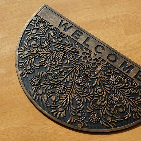 玄関マット 屋外 おしゃれ welcome ウェルカム ラバーマット 半円 玄関マット プランツ [sik7498]