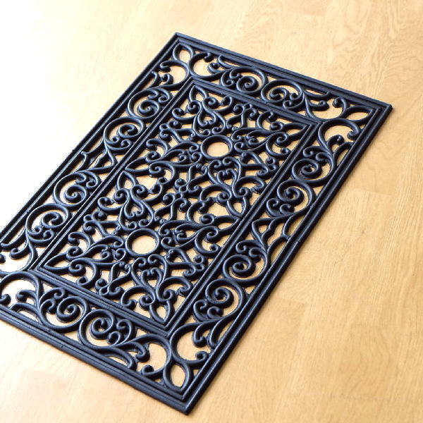 玄関マット 屋外 おしゃれ ラバーマット 外 室外 屋外用 カフェ アンティーク モダン エントランス ラバーマット アラベスク [sik7654]