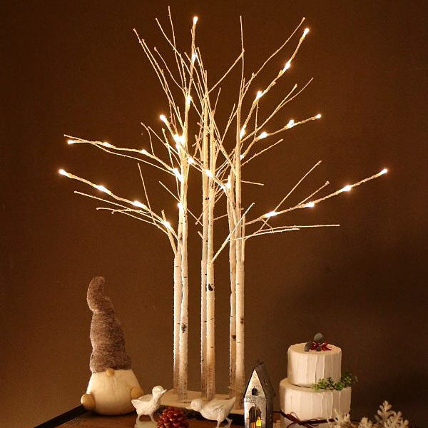 白樺 クリスマス ツリー LED 飾り 装飾 オブジェ 置物 雑貨 ナチュラル ランプ ライト 電飾 イルミネーション ディスプレイ LED付き白樺並木道 【送料無料】 [sik9924]