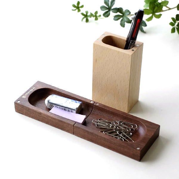 ペンスタンド ペン立て トレイ ペントレイ ウッド おしゃれ 木製 マグネット 天然木 シンプル スタイリッシュ WOODペンスタンド＆トレイ 2カラー [skg2257]