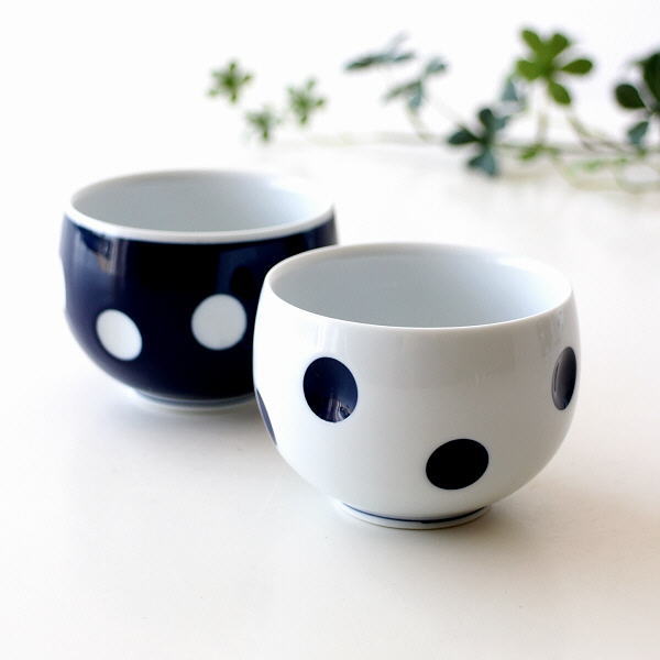 湯のみ 湯呑み 湯飲み カップ コップ 水玉 おしゃれ 小さい デザイン 和食器 モダン 磁器 日本製 波佐見焼 みずたまカップ 2カラー [skt1577]
