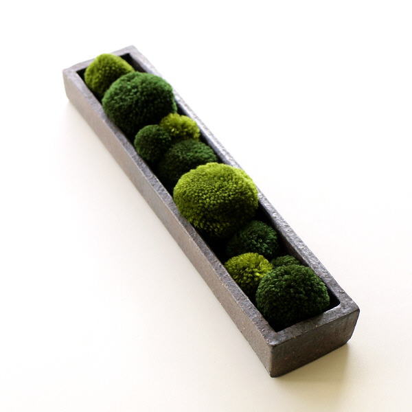 苔玉 オブジェ フェイク 造花 壁面 造花 毛糸 インテリア ディスプレイ 信楽焼 グリーン インテリア フェイクの苔玉オブジェ S [soh4864]