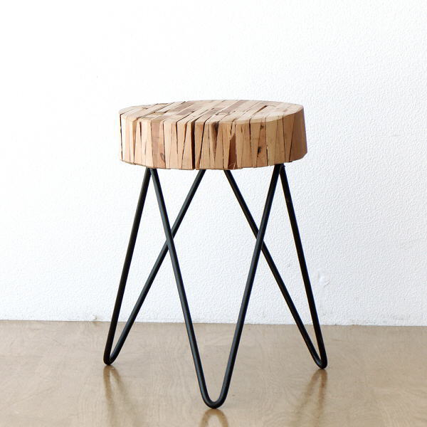 花台 木製 アイアン おしゃれ サイドテーブル フラワースタンド 室内 玄関 鉢置き台 小物置き 丸型 円形 ナチュラル アイアンとウッドのサークルスタンド S [spc2306]