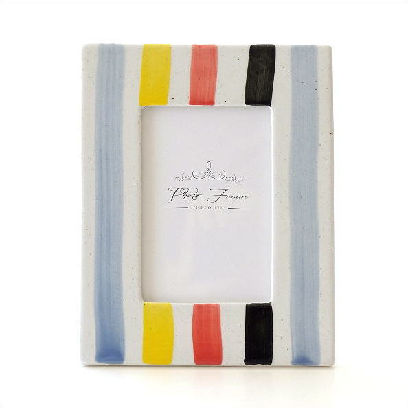 フォトフレーム 写真立て おしゃれ タイル風 かわいい 陶器のフォトフレーム ストライプ Spc9578 ギギliving フォトフレーム 写真立て おしゃれ タイル風 かわいい 陶器のフォトフレーム ストライプ Spc9578 ギギliving