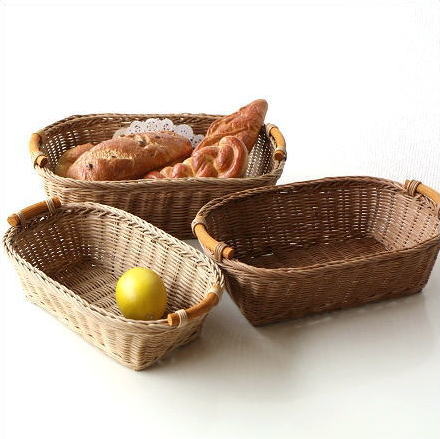 トレー かご バスケット ラタン 収納 カゴ 編み籠 トレイバスケット ３サイズセット [spc9651]