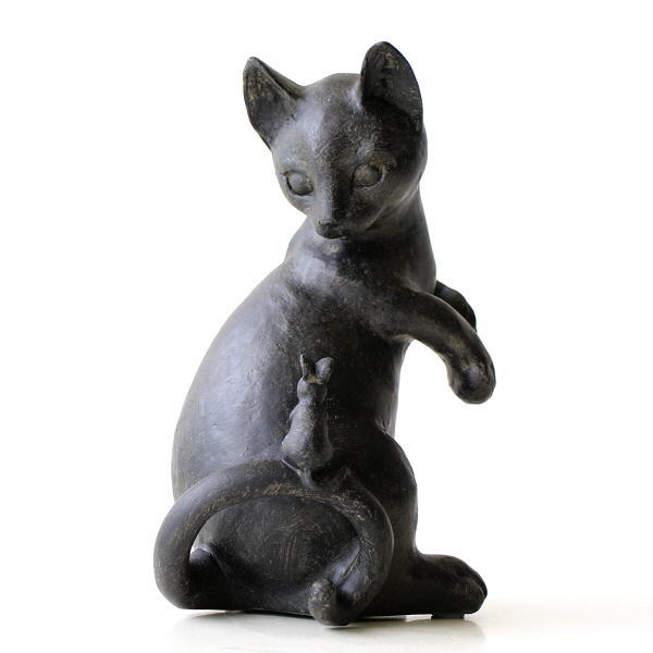 貯金箱 インテリアオブジェ 置物 猫 ねこ マウス ねずみ ネコとマウスの貯金箱 [swa1421]