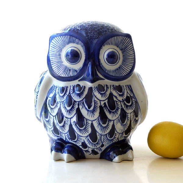 貯金箱 陶器 ふくろう フクロウ 和風 かわいい インテリア 玄関 梟 置物 大きめ 雑貨 オブジェ 陶器の貯金箱 浮羽梟 L [swa2547]