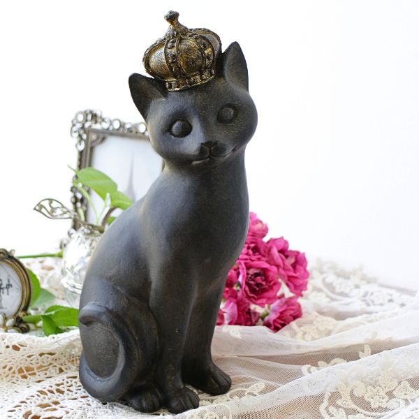 猫 ネコ ねこ 雑貨 置物 インテリアオブジェ アジアン雑貨 プリンセス立ちポーズ子ネコ [swa6977]