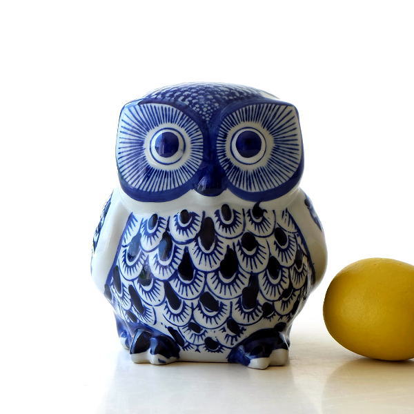 貯金箱 陶器 ふくろう フクロウ 和風 かわいい インテリア 玄関 梟 置物 小さめ 雑貨 オブジェ 陶器の貯金箱 浮羽梟 S [swa8416]