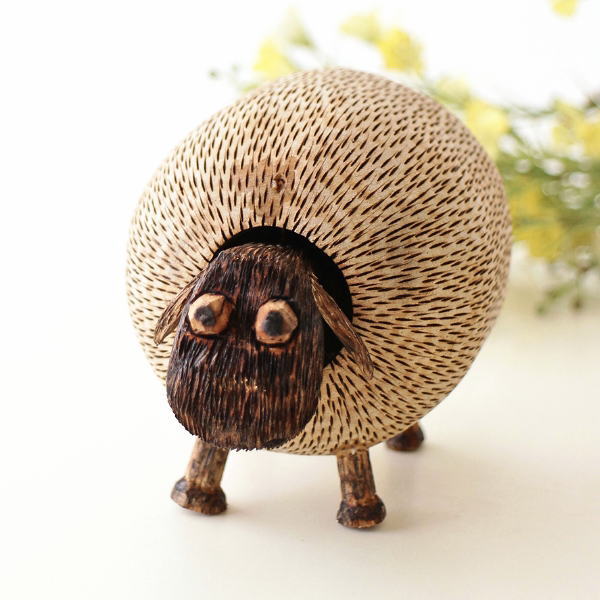 羊 置物 オブジェ 首振り ゆらゆら 木彫り ひつじ 置き物 小さい ナチュラル インテリア 雑貨 木彫の首振りヒツジ [tom0620]