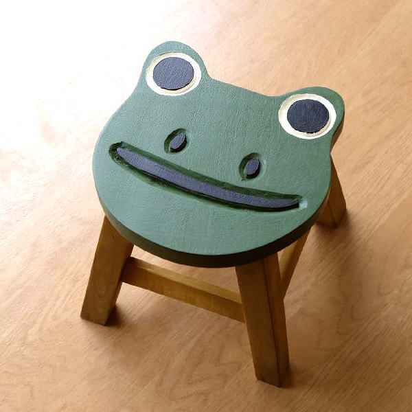 スツール 木製 子供 椅子 おしゃれ カエル ミニスツール 小さい ウッドスツール 丸椅子 子供用 かわいい 天然木 子供椅子 カエル [tom1410]