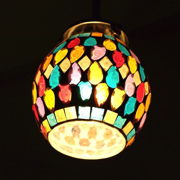 ペンダントライト ガラス おしゃれ かわいい 可愛い モザイク 1灯 シーリングライト 天井照明 トイレ キッチン モザイクハンギングランプ サークルティアー [tom2287]