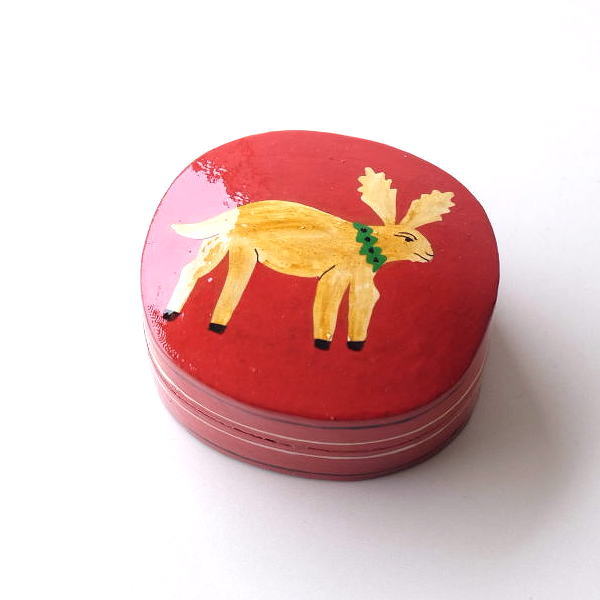 クリスマス ペーパーマッシュ 小物入れ トナカイ クリスマス雑貨 Xmas雑貨 エスニック オブジェ ペーパーマッシュのbox トナカイ [tom3555]