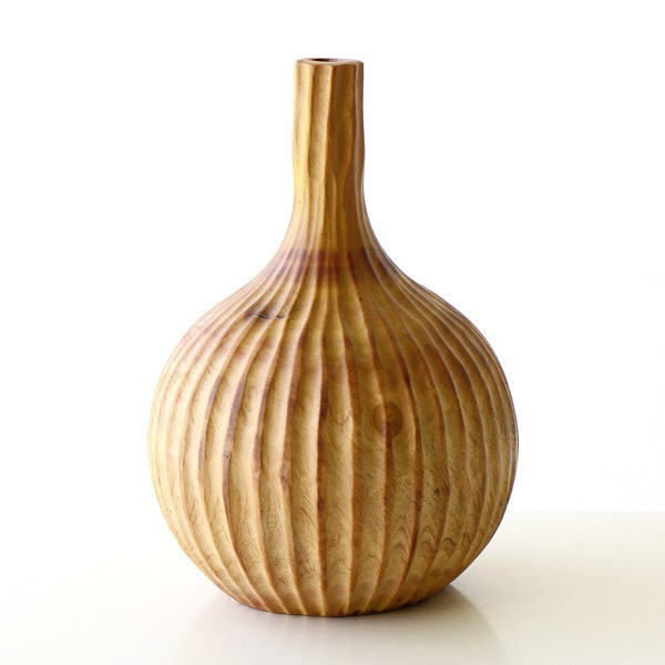 フラワーベース マンゴーウッド 木製 オブジェ おしゃれ 花瓶 ドライフラワー専用 マンゴーウッドのフラワーベース オニオン [tom6379]