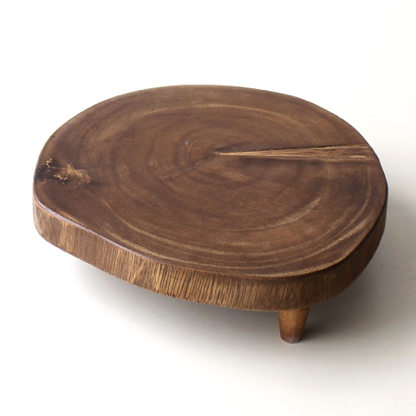 花台 木製 フラワースタンド 室内 脚付き 観葉植物 植木鉢 鉢置き台 ディスプレイスタンド 卓上 棚 トレー 小物置き台 飾り台 加湿器置く台 丸太 切り株 天然木のナチュラルな花台 ブラウン [tom6433]