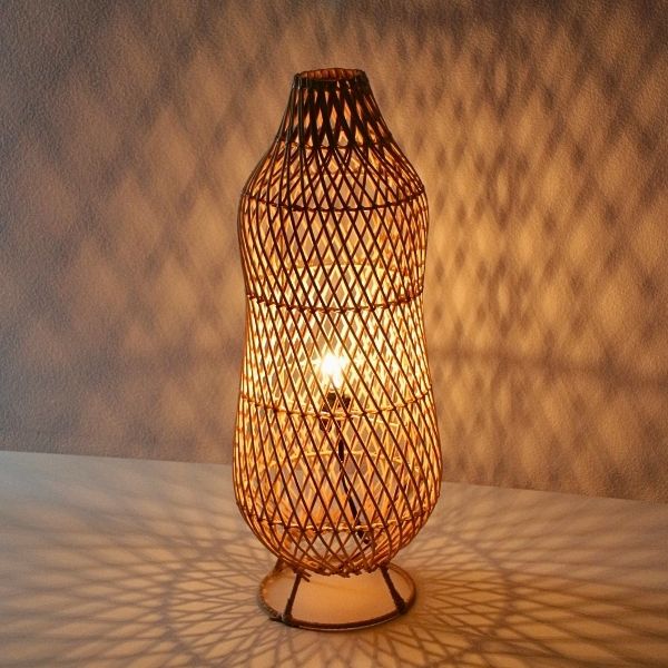 スタンドランプ おしゃれ ランプ 照明 ラタン フロアランプ アジアン フロアスタンド 照明スタンド オブジェ ラタン スタンドランプ ピーナッツ [tom8500]