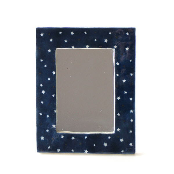 鏡 卓上 壁掛けミラー スタンドミラー おしゃれ ウォールミラー 星柄 スター シンプル ネイビー インテリア カピス貝のスターミラー [tom9220]