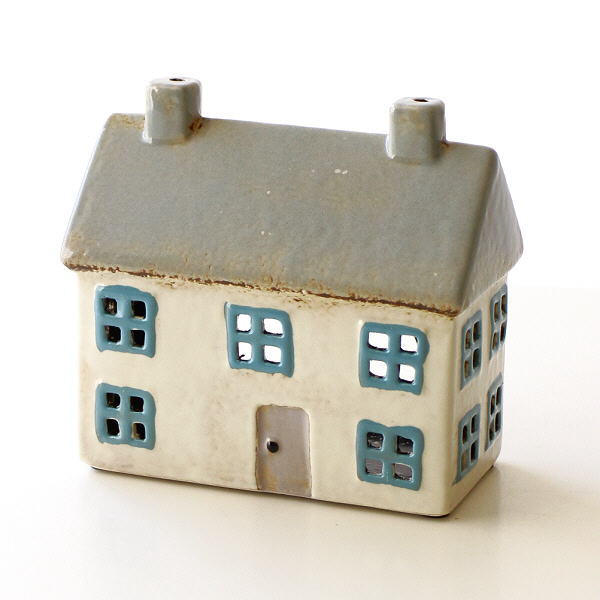 キャンドルホルダー 家 陶器 キャンドルハウス おうち 家型 かわいい 可愛い ガーデニング 屋外 インテリア 陶器のメルヘンハウス I [toy0768]