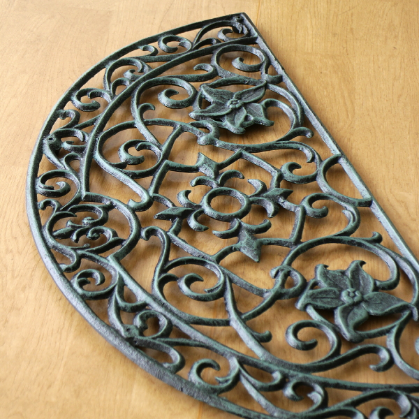 玄関マット 屋外 おしゃれ 半円 鉄製 エントランスマット 砂落とし ドアマット アンティーク モダン ガーデンマット アイアンの玄関マット ハーフラウンド 【送料無料】 [toy1671]