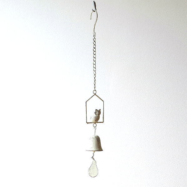 ベル 呼び鈴 ガーデン 玄関 ガーデニング アクセサリー ふくろう オーナメント オブジェ アイアン レトロ アンティーク ガーデンベル ホワイトフクロウ [toy2993]