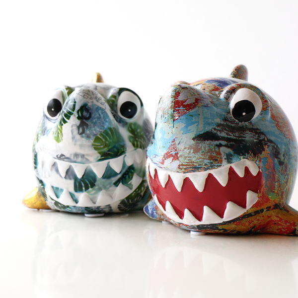 貯金箱 おしゃれ かわいい 陶器 サメ 鮫 オブジェ 置物 可愛い インテリア 陶器の貯金箱 サメ2タイプ [toy3757]