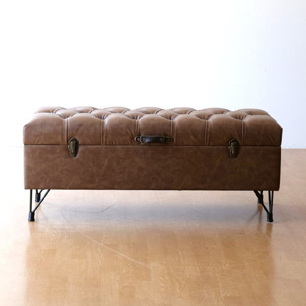 ベンチ 収納付 ソファ スツール おしゃれ トランクベンチ ヴィンテージ風 アンティーク調 収納 ボックス TRUNK BENCH B 【送料無料】 [toy4019]