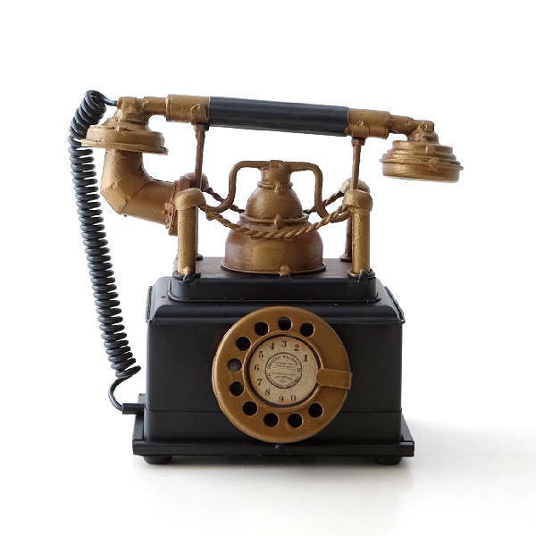 貯金箱 ダイヤル式電話 アンティーク レトロ 置物 オブジェ アイアン 黒電話 おしゃれ インテリア 西洋クラシカル ヴィンテージ ディスプレイ 雑貨 おもしろ ユニーク クラシックなテレフォンバンク [toy4761]