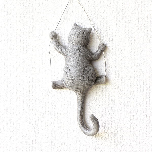 壁掛けフック おしゃれ ウォールフック 猫雑貨 ねこ 壁掛けキーフック 小物掛け 帽子掛け かわいい ブランコネコのテールフック [toy4903]