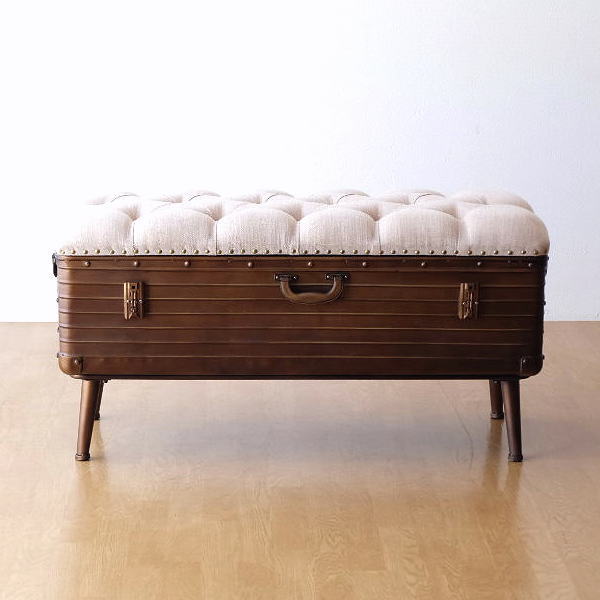 ベンチ 収納付 ソファ スツール おしゃれトランクベンチ ヴィンテージ風 収納 ボックストランクボックス TRUNK BENCH D 【送料無料】 [toy5199]