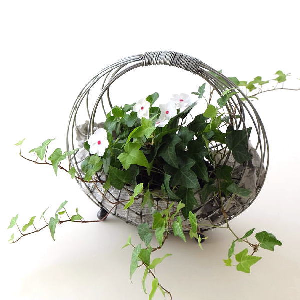 ガーデンバスケット フラワースタンド おしゃれ アイアン バスケット フラワーラック シャビー アイアンのガーデンバスケットスタンド [toy6397]