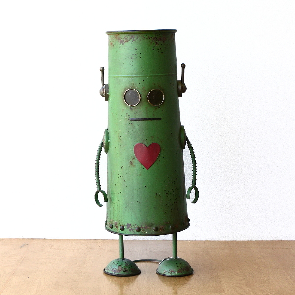 植木鉢 可愛い ブリキ ロボット 鉢 おしゃれ オブジェ 置物 プランター 鉢カバー レトロ アンティーク アイアン 玄関 屋外 ガーデン オーナメント シャビーロボットのフラワーポット のっぽ 【送料無料】 [toy6446]