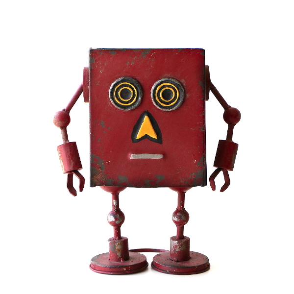 植木鉢 可愛い ブリキ ロボット 鉢 おしゃれ オブジェ 置物 プランター 鉢カバー レトロ アンティーク アイアン 玄関 屋外 ガーデン オーナメント シャビーロボットのフラワーポット しかく  [toy6447]