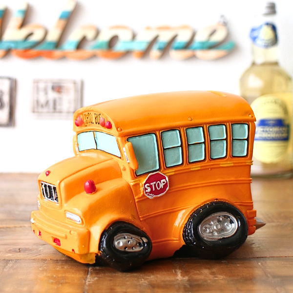 貯金箱 車 置物 オブジェ おしゃれ かわいい 500円玉 スクールバス アンティーク レトロ おもしろ ユニーク アメリカン雑貨 バンバンカー Bang Bang Car school bus [toy8026]