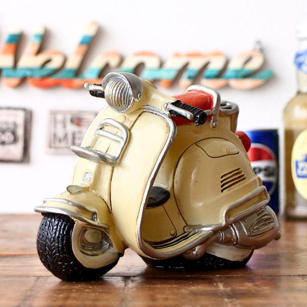 貯金箱 バイク 置物 オブジェ おしゃれ かわいい 500円玉 ベスパ スクーター アンティーク レトロ おもしろ ユニーク アメリカン雑貨 バンバンカー Bang Bang Car Vespa [toy8027]