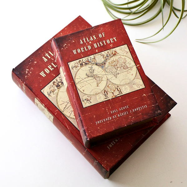 洋書 インテリア ボックス ダミー アンティーク 古書 オブジェ 本型 収納ボックス 小物入れ ブック型 レトロ ふた付き 卓上 ディスプレイ 収納ケース BOOK BOX 大・小 2個セット A [toy8034]