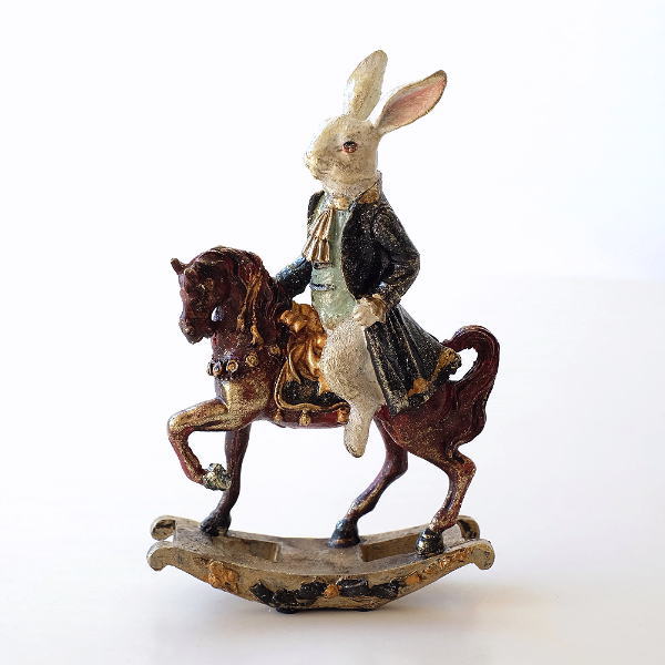 ラビット ロッキングホース 置物 おしゃれ オブジェ うま うさぎ アンティーク バロック 木馬 雑貨 エスニック ラビット・ロッキングホース [toy9210]