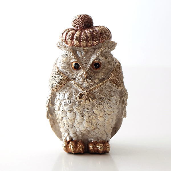 ふくろう 置物 オブジェ 雑貨 かわいい おしゃれ アンティーク レトロ フクロウのオブジェ クローク [toy9680]