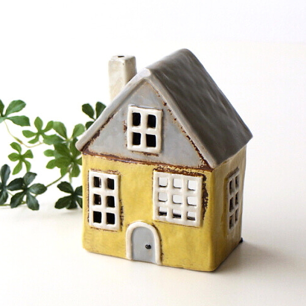 キャンドルホルダー 家 陶器 キャンドルハウス おうち 家型 かわいい 可愛い ガーデニング 屋外 インテリア 陶器のメルヘンハウス [toy9807]
