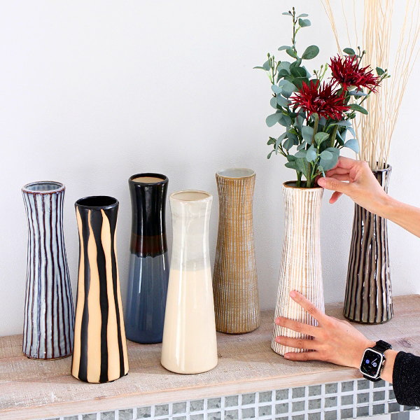 花瓶 フラワーベース ドライフラワー専用 アンティーク おしゃれ かわいい セラミック ナチュラル 北欧 セラミックフラワーベース 7タイプ [tsc6097]