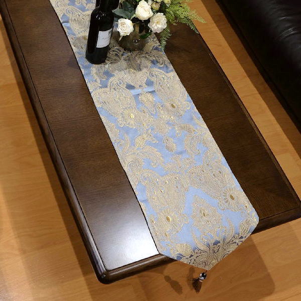 テーブルランナー ロング おしゃれ タッセル付き モダン シック エレガント テーブルクロス テーブルセンター テーブルランナー BL [vin1031]