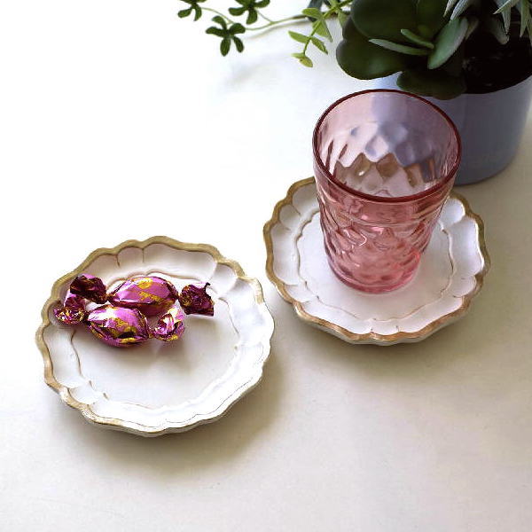 コースター レジン おしゃれ ミニトレイ 2個 セット かわいい エレガント シンプル カフェ デザイン レジンコースター フルール 2枚セット [vin3617]