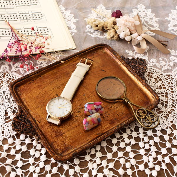 トレー トレイ おしゃれ アクセサリートレイ 小物置き ミニ 小さい アンティーク調 卓上 机上 雑貨 樹脂 シンプルプレート クラシックミニトレー AG [vin4328]