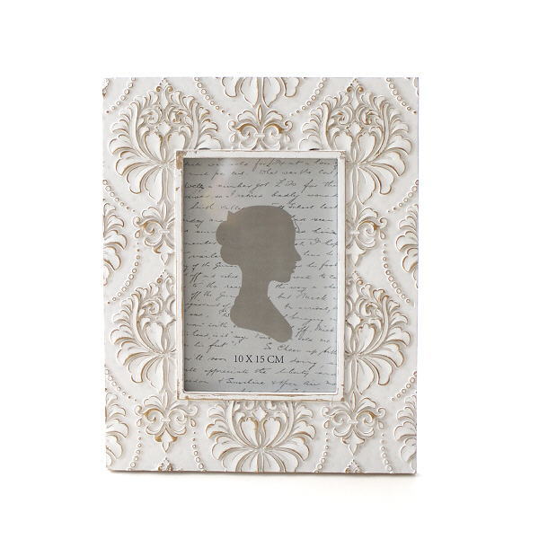 フォトフレーム 写真立て おしゃれ 卓上 壁掛け L判 長方形 かわいい レトロ 縦置き レジンフォトフレーム ホワイトボタニカル [vin6387]