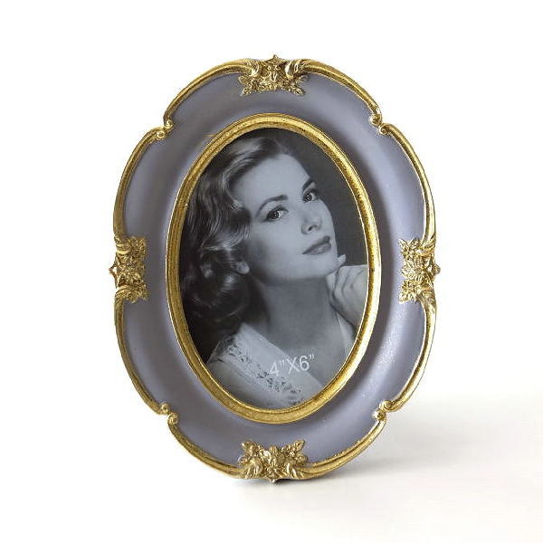 フォトフレーム 写真立て おしゃれ 写真入れ フォトスタンド アンティーク調 レトロ 立体的 楕円形 エレガントなオーバルフレーム [vin9385]