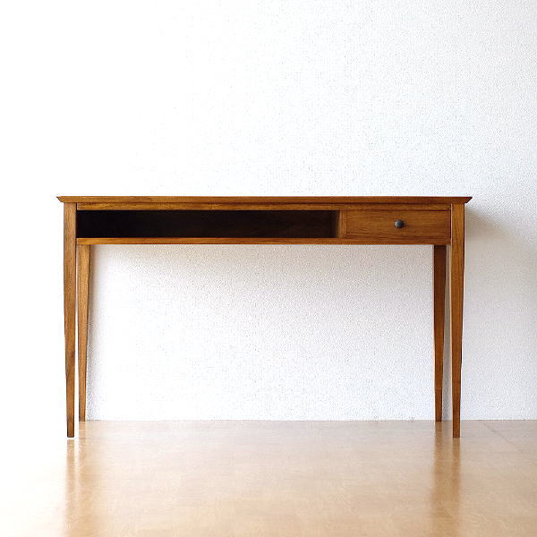 机 デスク パソコンデスク 木製 チーク 無垢 天然木 シンプル おしゃれ 引き出し 収納 幅120 奥行50 完成品 チークスタイリッシュデスク 120 【送料無料】 [wat2406][5月中頃入荷後出荷]