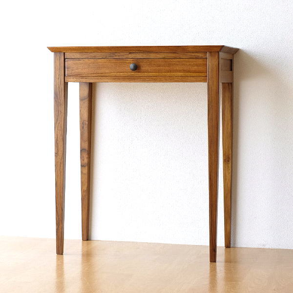 デスク 机 チーク 無垢材 幅60 パソコンデスク コンパクト スリム 引き出し付き 省スペース チークコンパクトデスク60 【送料無料】 [wat2421][5月中頃入荷後出荷]