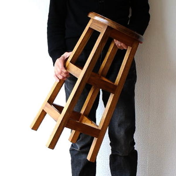 スツール チーク 無垢材 丸椅子 天然木 おしゃれ 高さ60 チークキッチンハイスツール 【送料無料】 [wat3552]