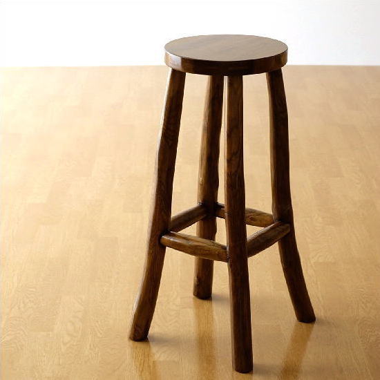 スツール チーク 無垢材 天然木 カウンターチェア 高さ75 チーク原木スツールL 【送料無料】 [wat4315]